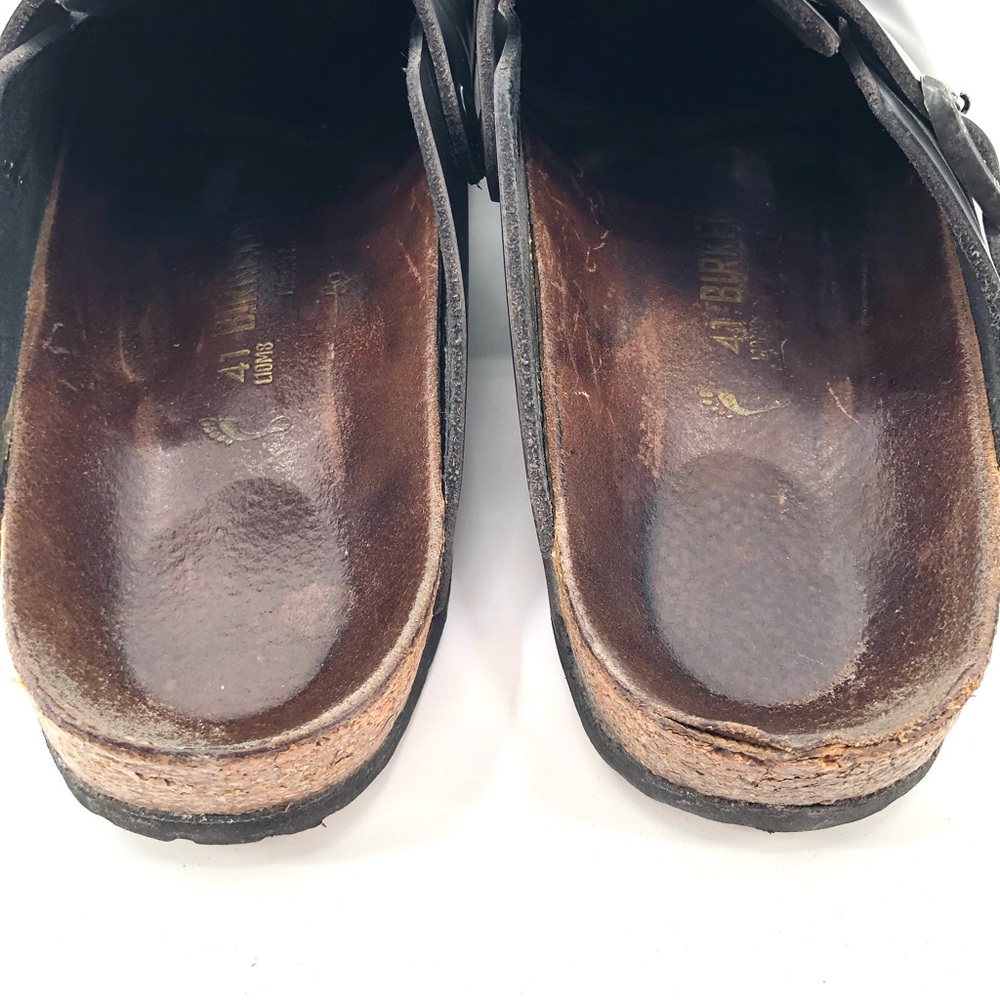 BIRKENSTOCK Boston Clog Smooth Black Leather 41 Slip On Comfort 10-10.5 Classic - Picture 12 of 14